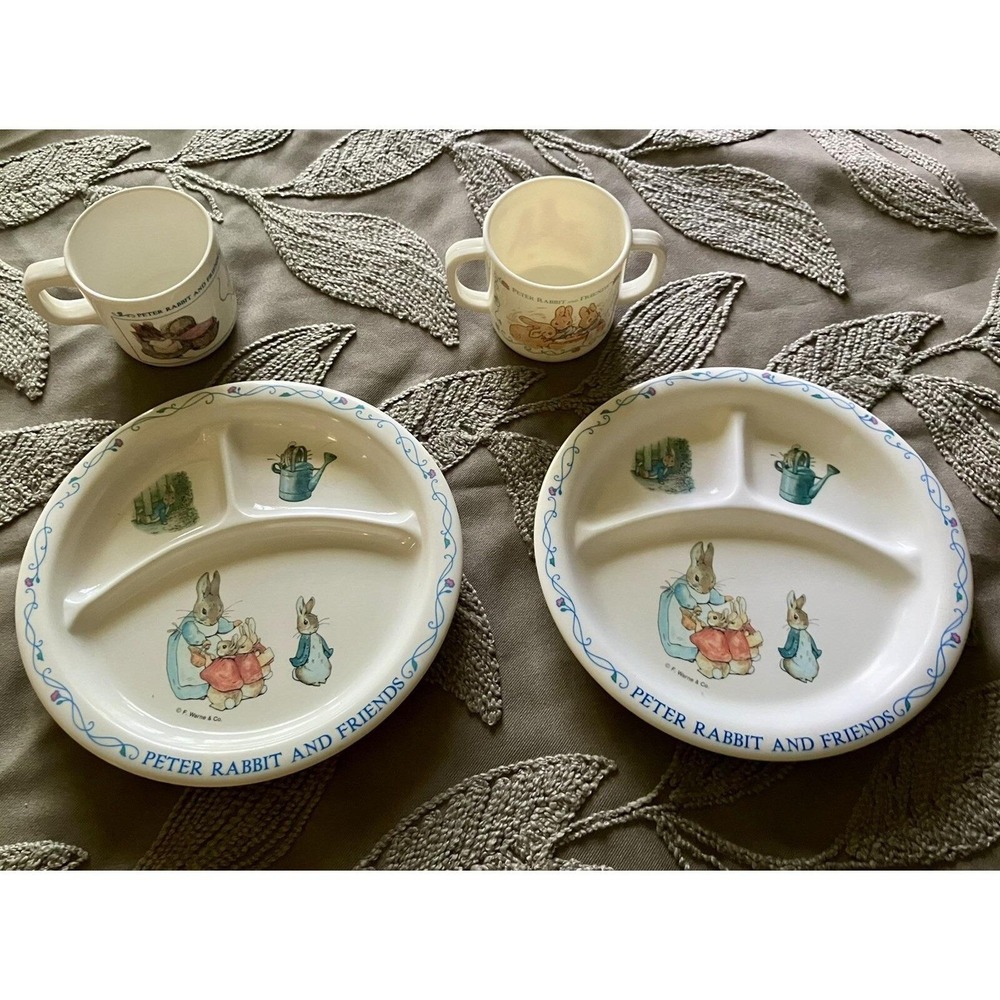 Eden Peter Rabbit and Friends Melamine 4pc Set Divided Plates Beatrix Potter